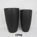 Ceramic black pot 2 pcs set height 60cm.dia 35cm small height 56cm. And dia 30cm.