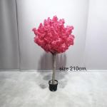 Artificial sherry blossom dark pink natural trunk